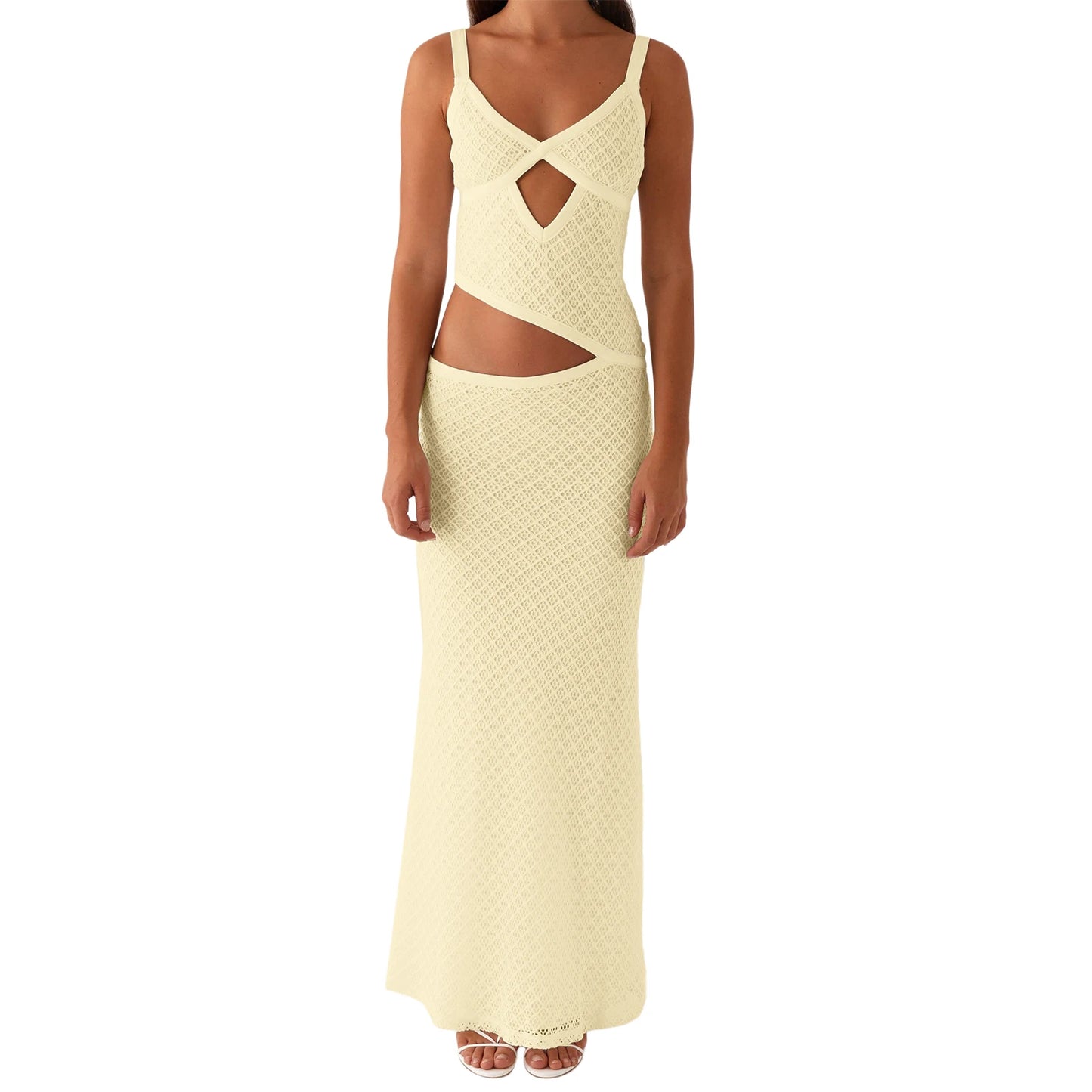 Elegant Women s Sleeveless Spaghetti Strap Bodycon Dress with Chic Hollow Out Design and Fit Silhouette