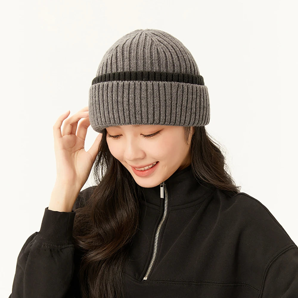 【New】US Stock OhSunny Warm Knitted Beanies Winter Hats Cycling Gloves Ski Mitten Bonnet Cashmere Cap for Women Girls Hat Glove