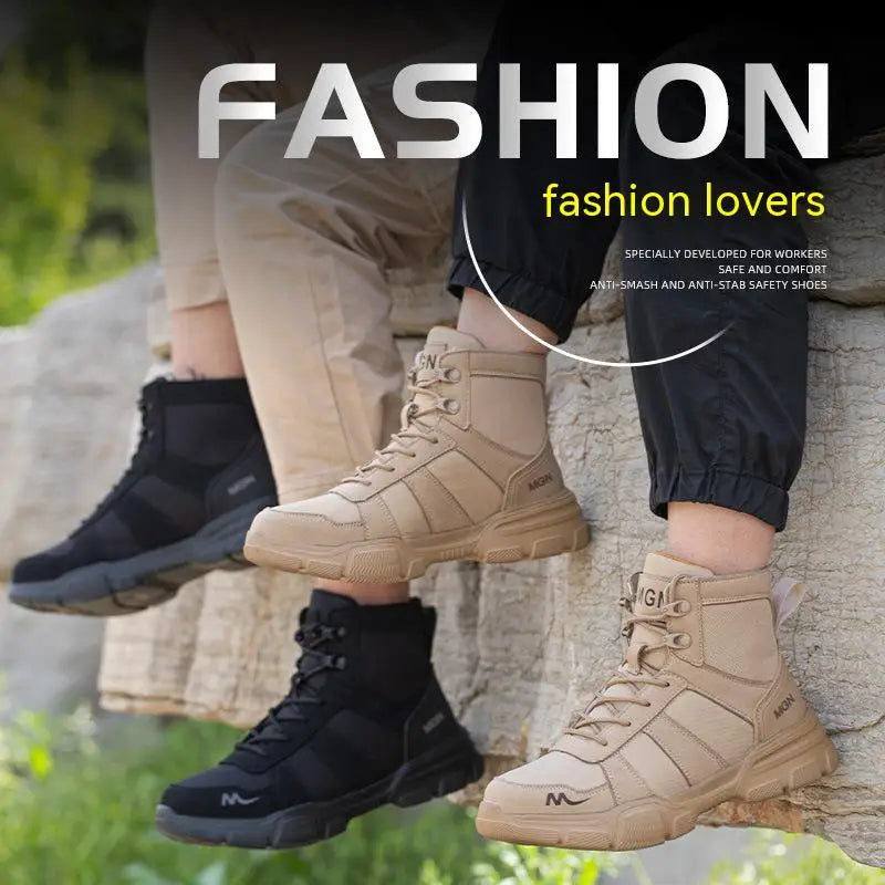 Mens Safety Shoes Steel Toe Metatarsal Protection Anti-Puncture Indestructible Shoes Trail Running Shoes Outdoor Protective Boot