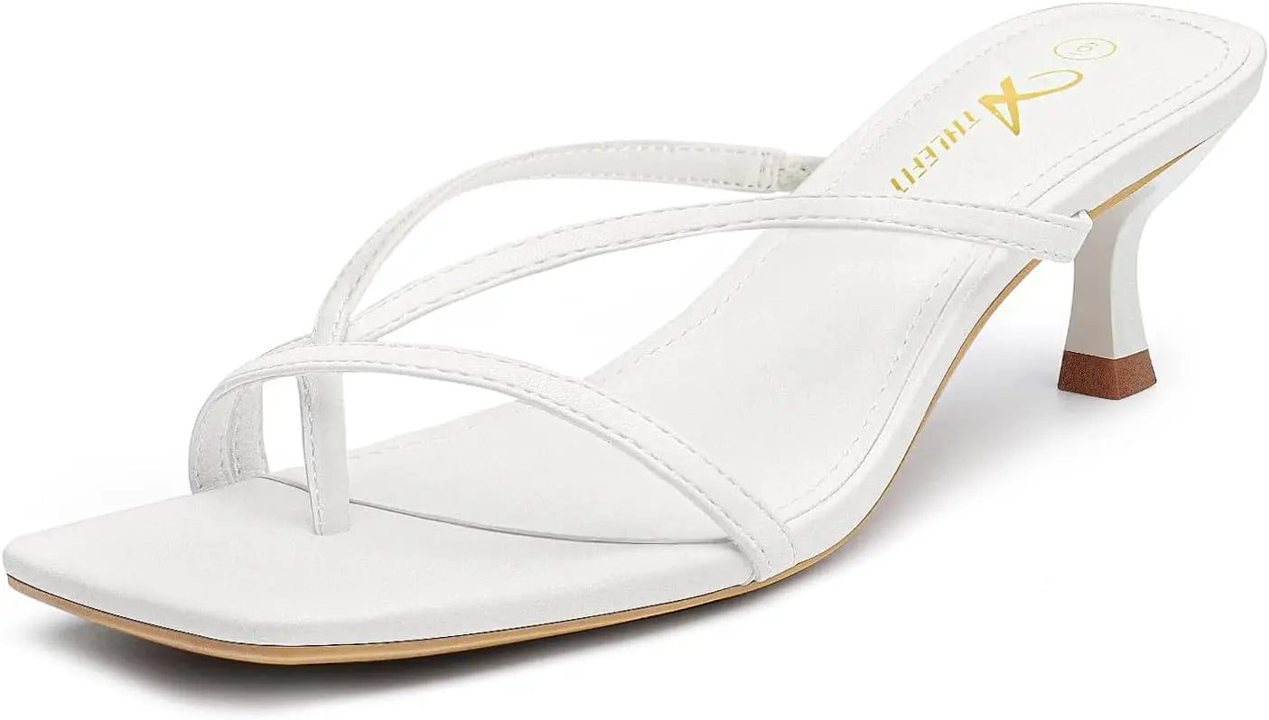 Women's Strappy Kitten Heels Flip Flops Square Open Toe Low Heels Fashion Party Dress Thong Heeled Sandals