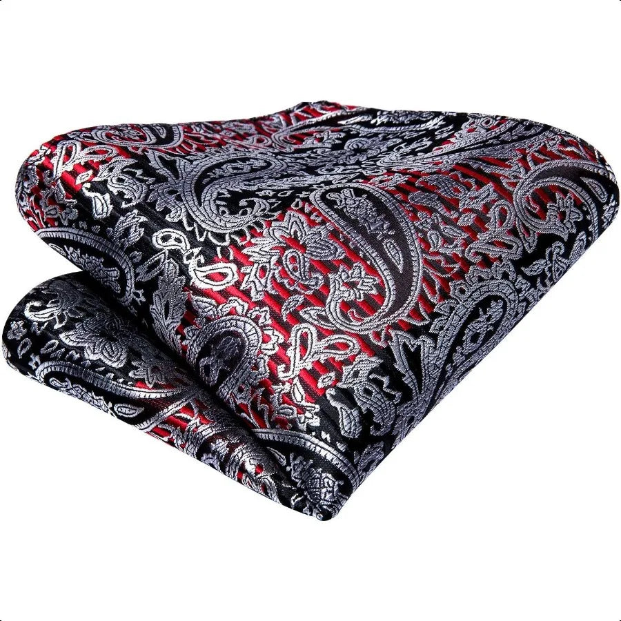 HiTie Silk Paisley Ties for Men Necktie Pocket Square Cufflinks Set Foral Tie Sets Formal Business
