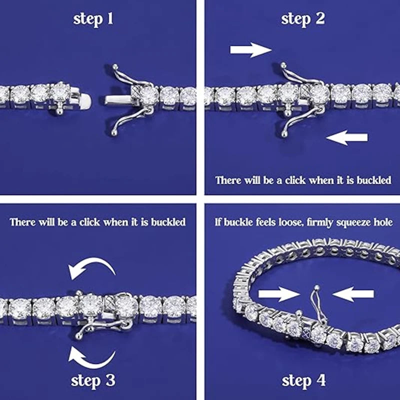 Moissanite Tennis Bracelet for Women Men White/Yellow Gold Plated S925 Sterling Silver D Color VVS1 Round Cut Moissanite Bracele