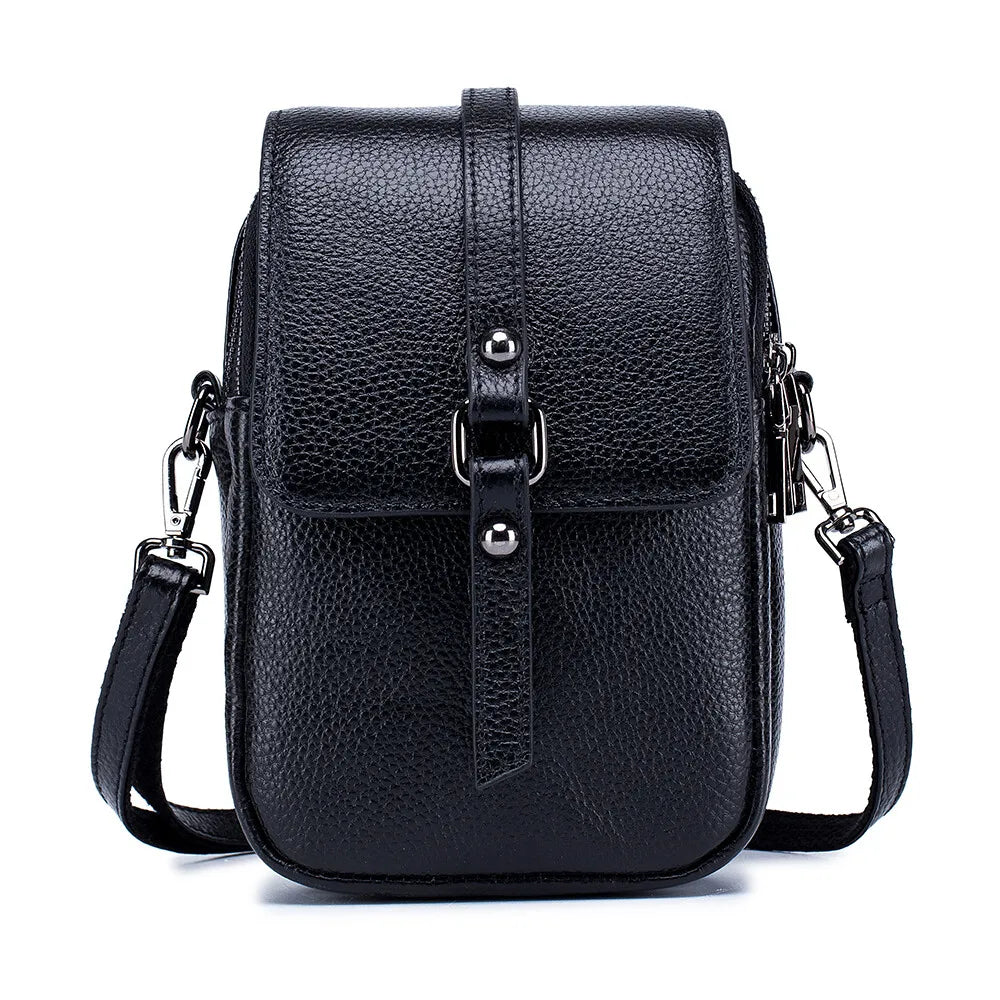 Women's Cross Body Shoulder Bag Genuine Leather Clutch Bag Large Capacity Zipper Wallet Handbag Adjustable Shoulder Strap Bag