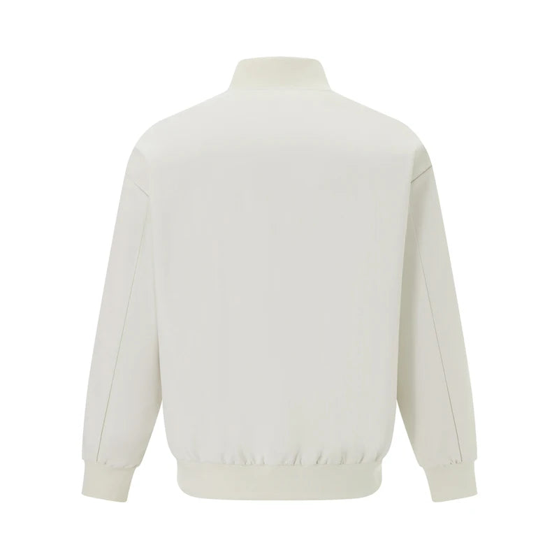 Men s Long Sleeve Baseball Jacket Solid Color Zip Up Stand Collar Casual Lightweight Coat