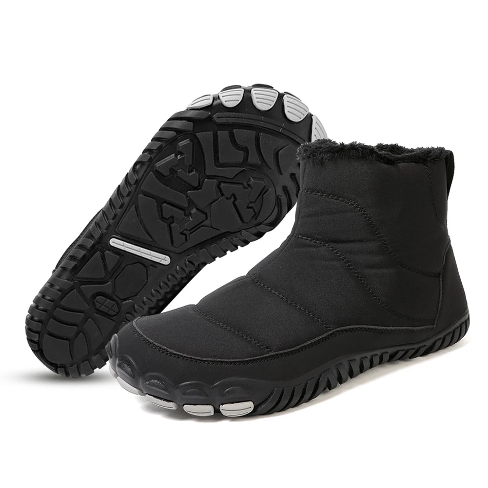Winter Snow Boots Lightweight Barefoot Shoes Waterproof Casual Ankle Boots Zip Closure Fashion Warm Lined Booties for Men Women
