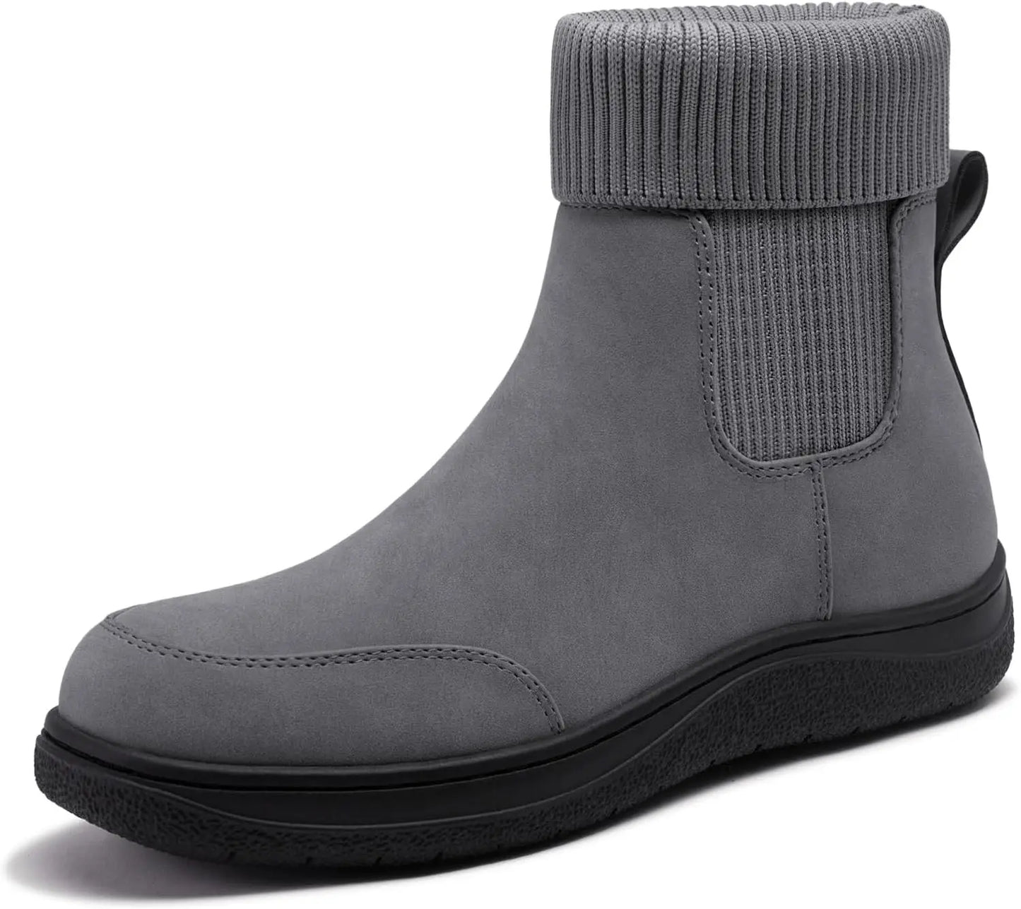 Women's Chelsea Ankle Boots Comfortable Winter Short Leather Boots Fashion Slip On Elastic Sock Booties Wide Width