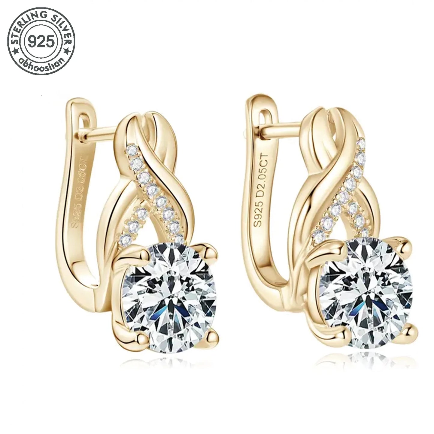 925 Silver, Infinity Element Earrings, Women's Earrings with 0.3ct Moissanite, Luxurious, Perfect for Wife, Mother, Girl Daily G