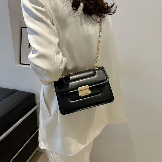 Chain Crossbody Bag, Classic Mini Shoulder Bag, Women's Simple Handbag & Square Purse