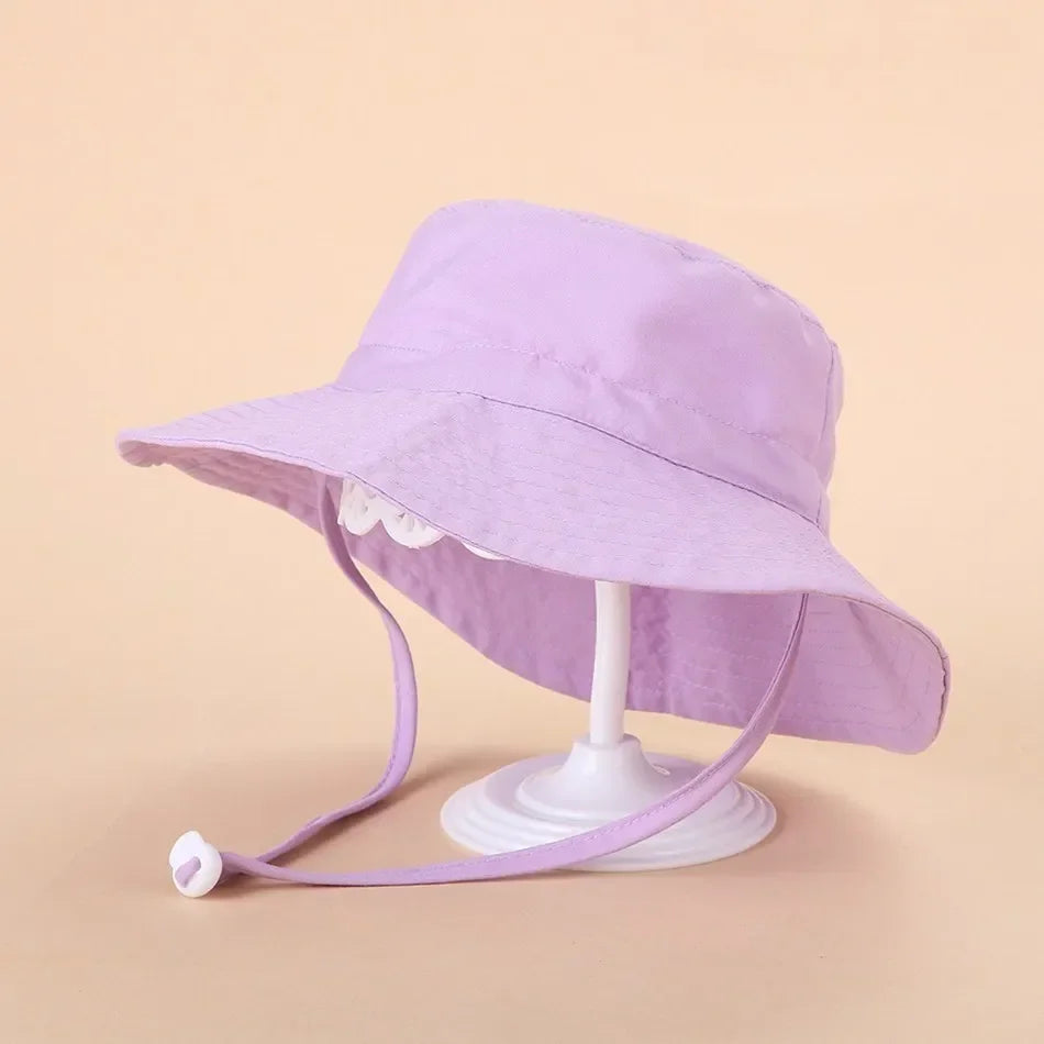 Children Hat Toddler Boys Girls Summer Cartoon Panama Sun Hat Baby Beach Fisherman Bucket Hat Kids Ear Cover Caps 0-8 Years