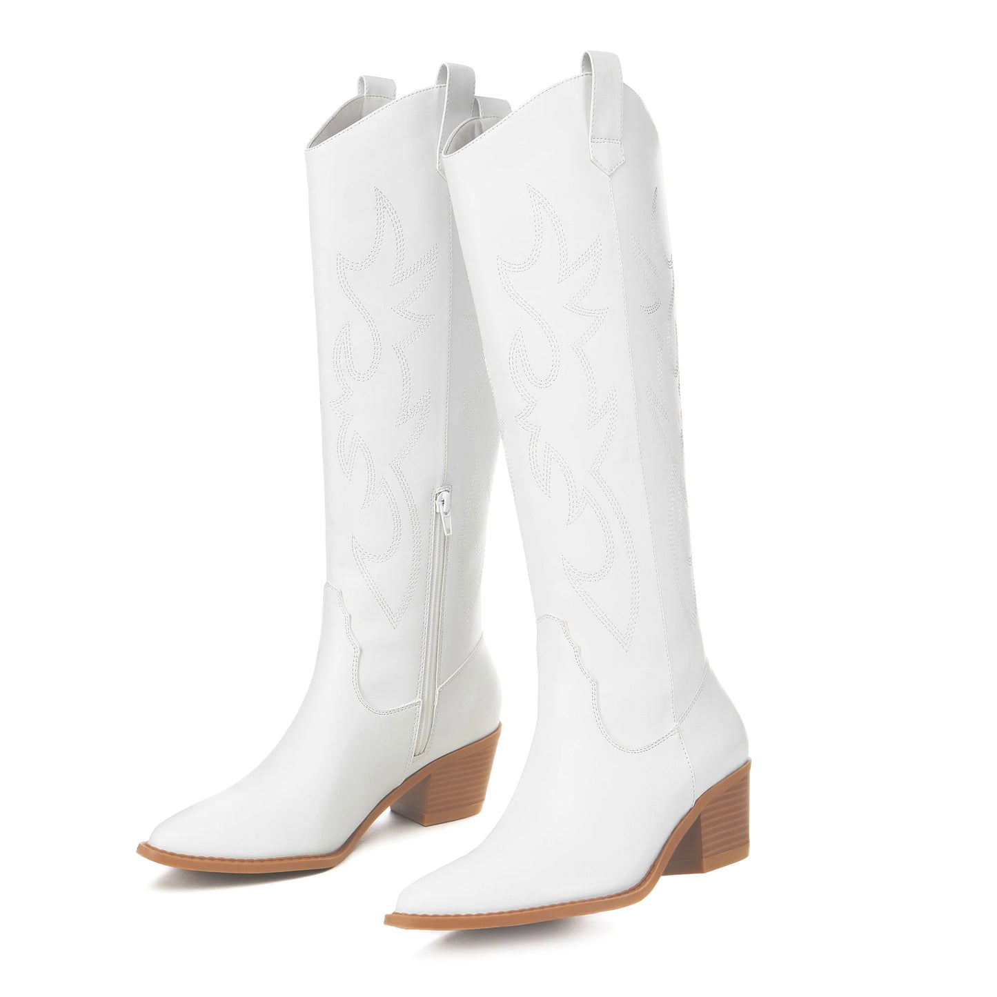 Women's Cowboy Boots Knee High Pointed Toe Western Cowgirl Boots Chunky Heel Embroidery Fashion Fall shoes for women