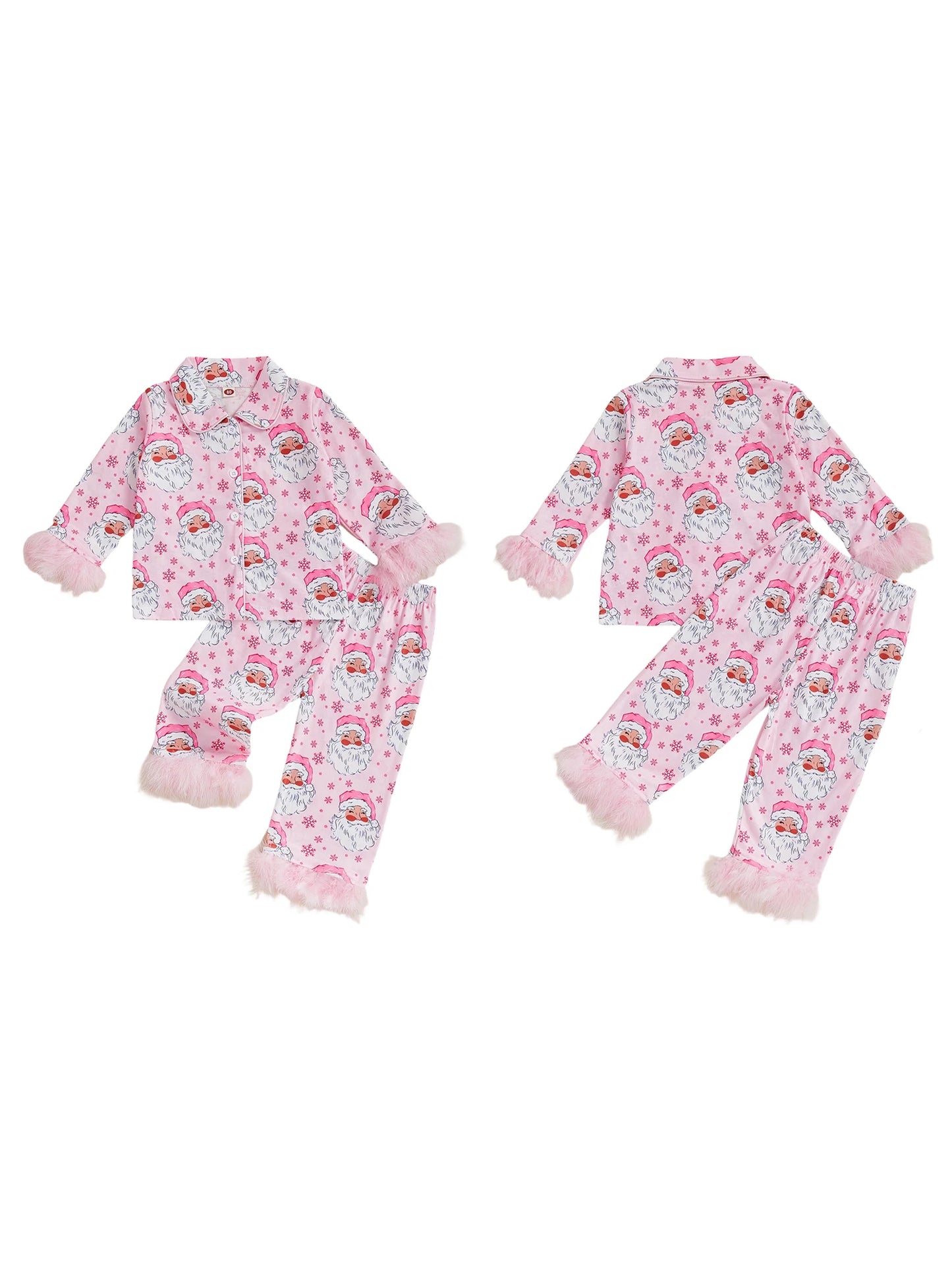 Adorable Infant Boy Holiday Pajama Set Reindeer Print Fleece Trimmed Button Up Long Sleeve Shirt and Pants with Matching Hat