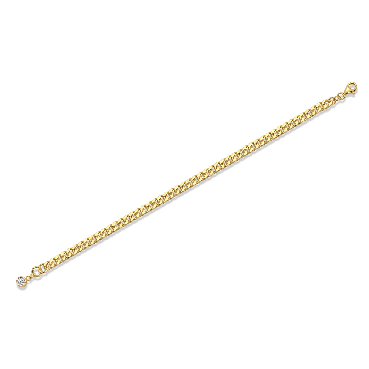 JIUZUAN 4mm Moissanite Bracelet for Women, S925 Silver, 18K Gold Plated, D-Color VVS1, Hypoallergenic Christmas Gift Jewelry