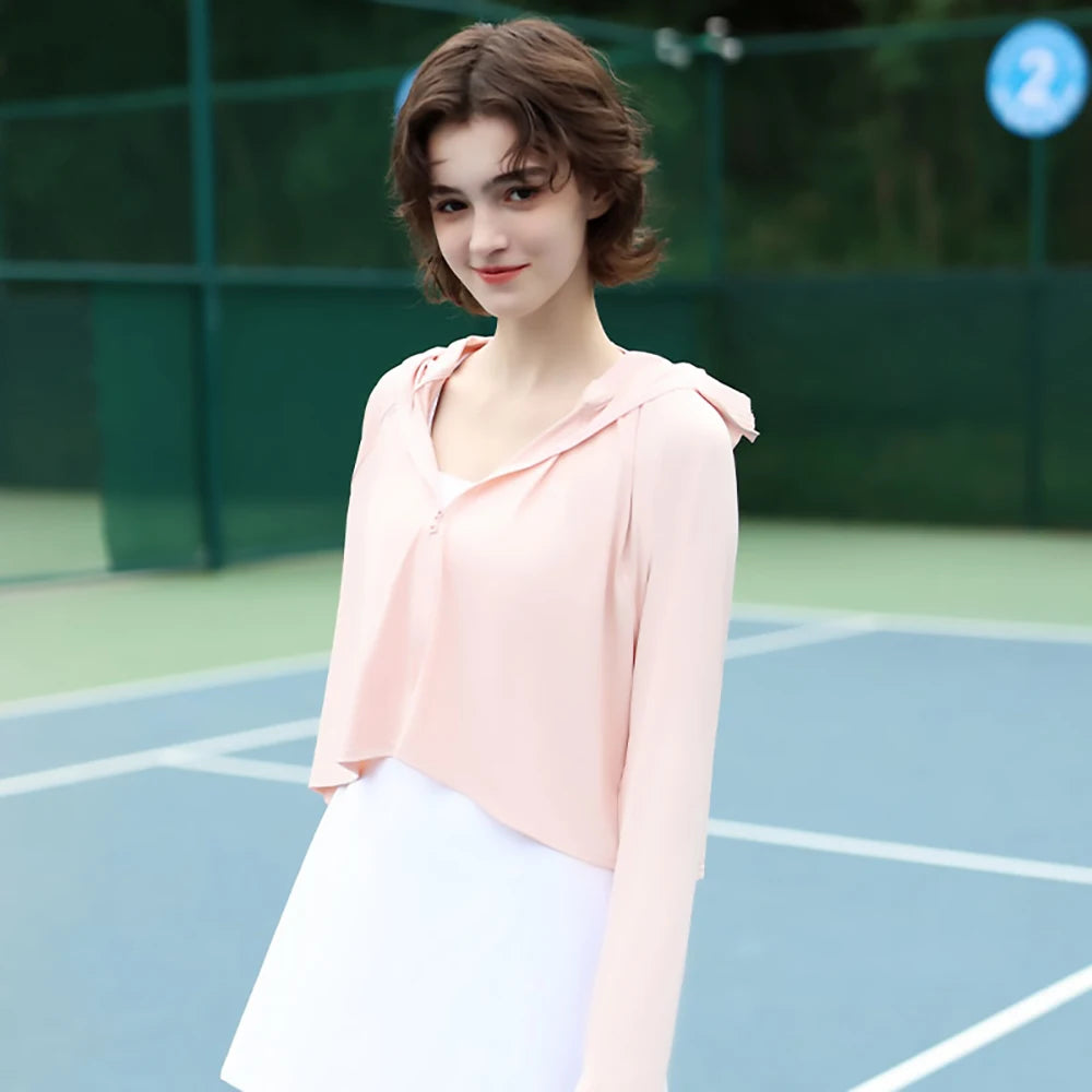 OhSunny Skin Protective Jackets Summer Cool Feeling Sun Protection Short Coats Hooded UPF 1000+ Anti-UV Clothing for OUtdoors