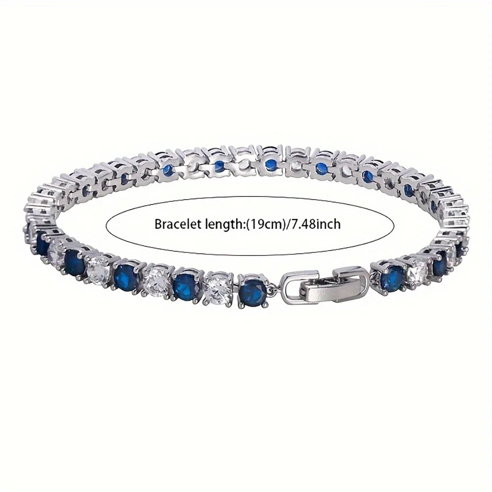 925 Sterling Silver Tennis Bracelet Sapphire Gemstone CZ Cubic Zirconia Bangle for Women Engagement Wedding Fine Jewelry Gift US
