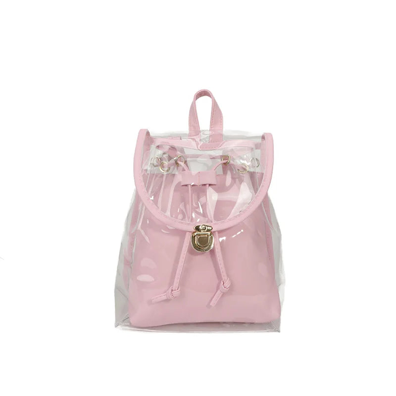 PVC Clear Backpack Waterproof Versatile Jelly Bag Large Capacity Transparent Laptop Rucksack Hiking Travel Camping Bag