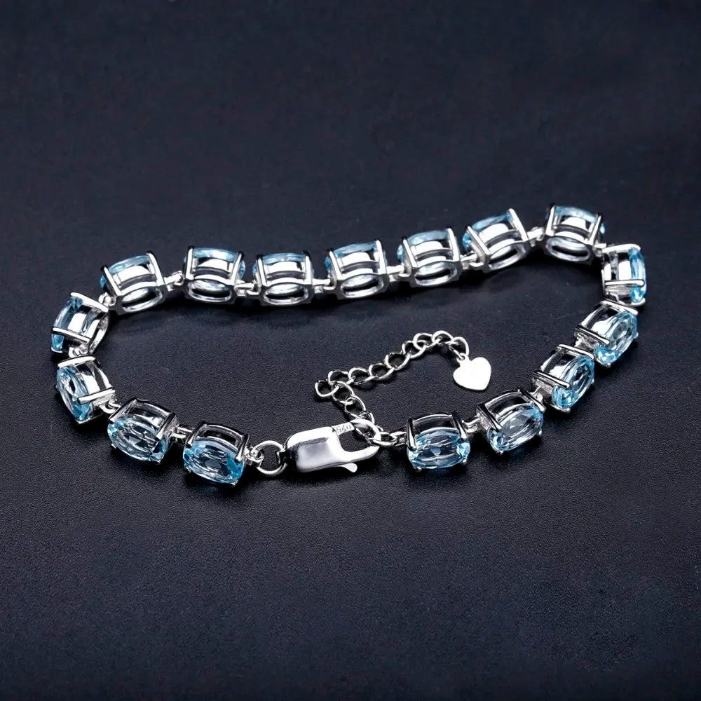 GEM'S BALLET 25.26Ct Natural Sky Blue Topaz Tennis Bracelet 925 Sterling Silver Gemstone Bracelets&bangle Fine Jewelry For Women