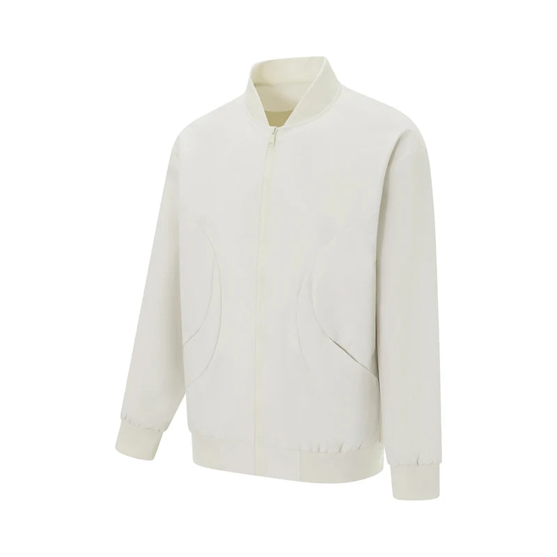 Men s Long Sleeve Baseball Jacket Solid Color Zip Up Stand Collar Casual Lightweight Coat