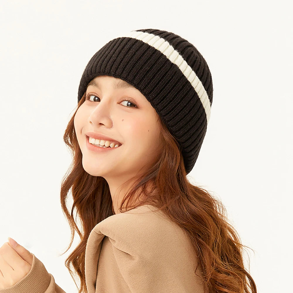【New】US Stock OhSunny Warm Knitted Beanies Winter Hats Cycling Gloves Ski Mitten Bonnet Cashmere Cap for Women Girls Hat Glove