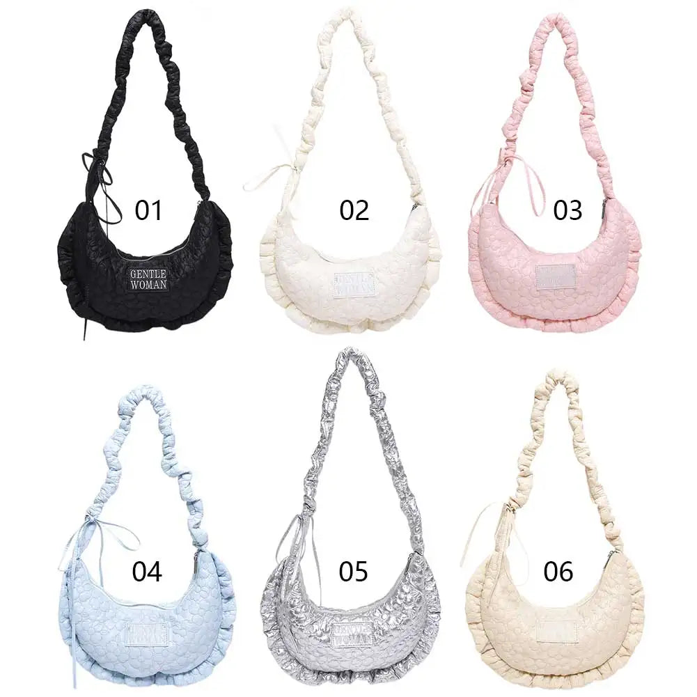Puffer Shoulder Bag Lightweight Shoulder Purse Soft Bubble Tote Bag with Adjustable Strap Handbag for Women Work Shopping Travel