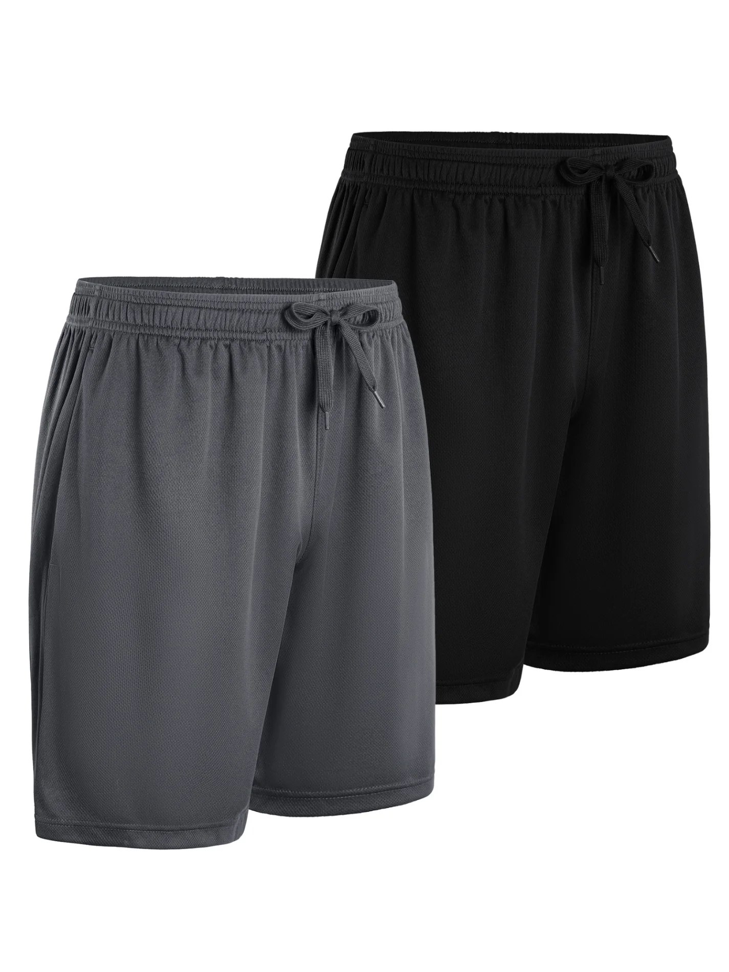 2-piece men's polyester sports shorts, quick drying, suitable for sports and fitness, running shorts
