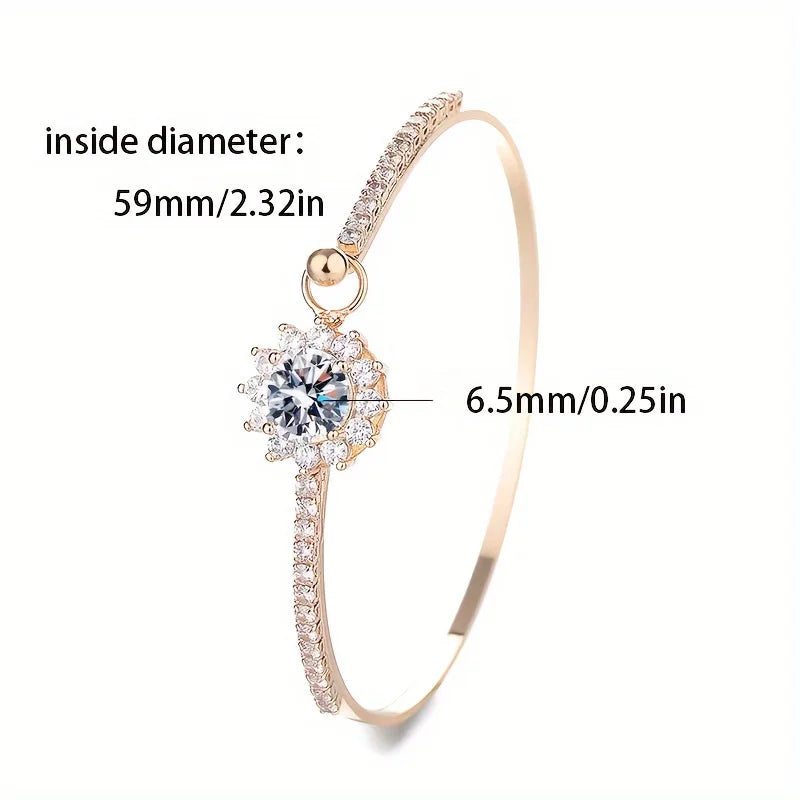 1pc s925 Silver Inlaid 6.5mm Moissanite Small and Delicate Sunflower Bracelet for Men and Women | Gemstone Jewelry | Gifts for H