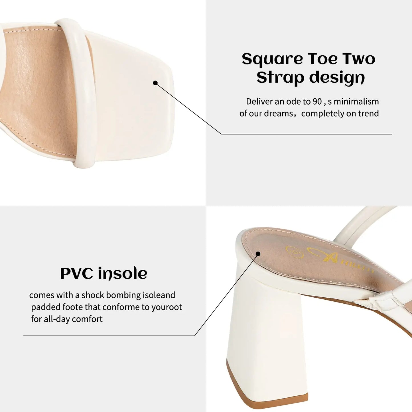 Elegant Women's Chunky Heels Sandals Office Lady Square Open Toe Strap Heeled Slippers Fashion Summer Slip Block Shoes
