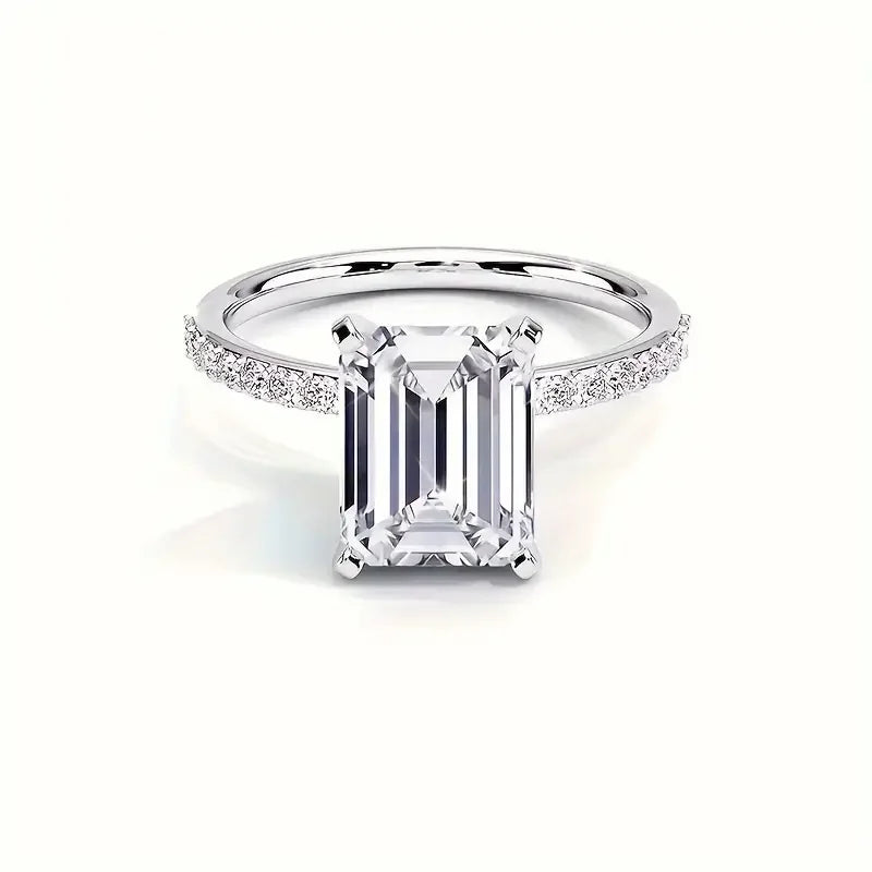 1pc S925 Sterling Silver Setting 1-4 Carat Cushion Moissanite, Eternity Band, Wedding Engagement Ring. Gifts For Mother | Gifts