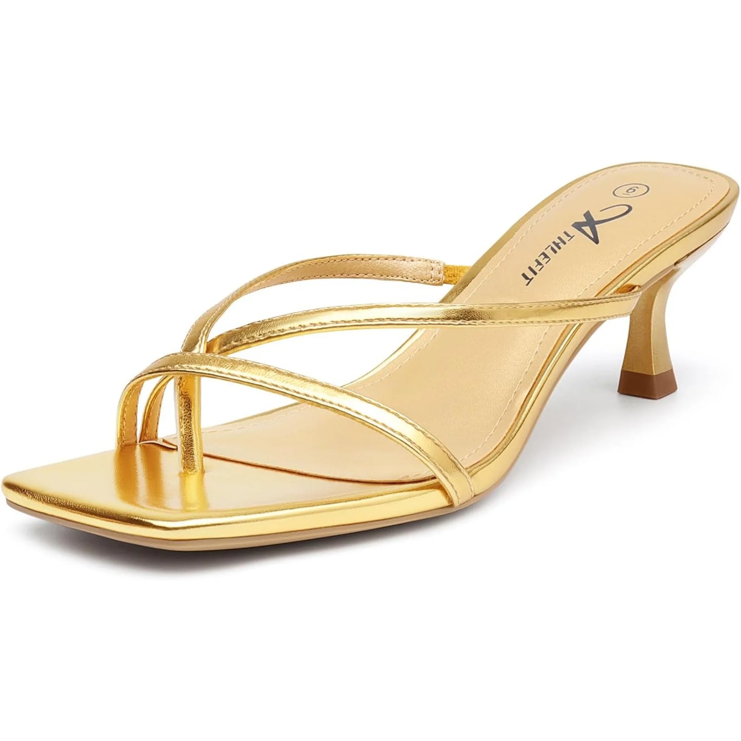 Women's Strappy Kitten Heels Flip Flops Square Open Toe Low Heels Fashion Party Dress Thong Heeled Sandals