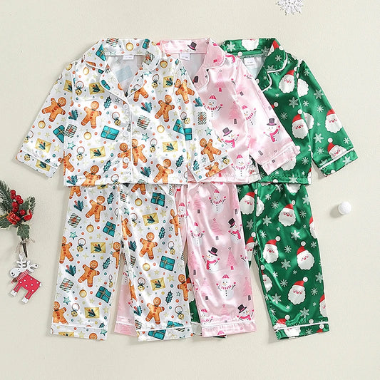 Children s Christmas Pajama Set with Reindeer Print Cozy Long Sleeve Top and Elastic Waist Pants for Boys and Girls 2 Piece