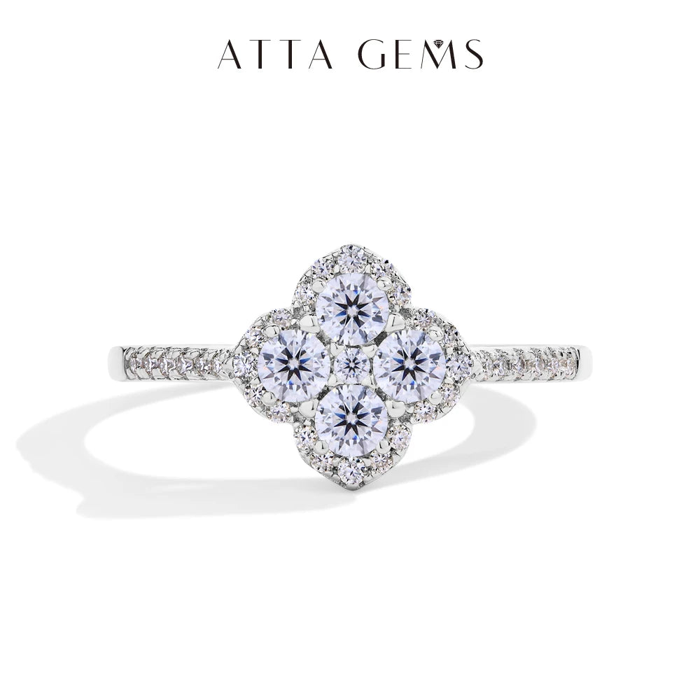 ATTAGEMS Full D VVS1 Moissanite Ring 100% S925 Sterling Silver for Woman Girl Birthday Party Jewelry Gifts Shipping from the USA