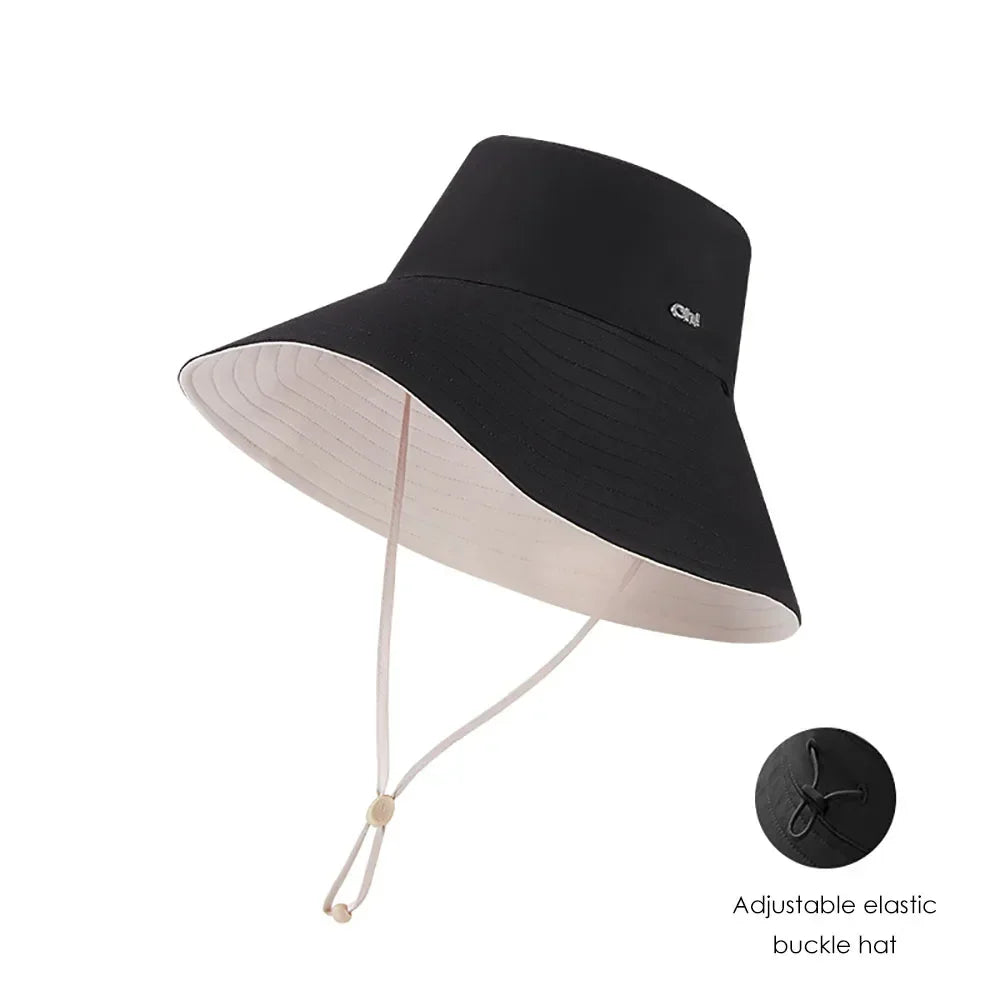 OhSunny Fisherman Hats for Women,Womne's Bucket Sunhat Double-Sided Wearing,UPF50+ Large Brim Hiking Hats with Ponytail Hole