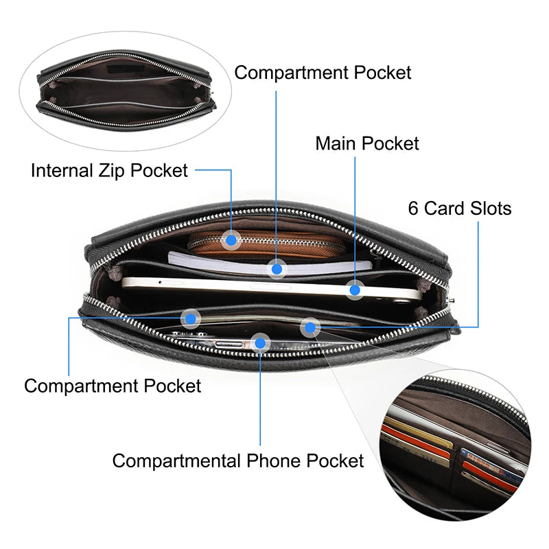 CONTACT'S Genuine Leather Male Clutch Password Design Men Handbag Wristlet Large Capacity Clutch Purse Casual Wallet Bag