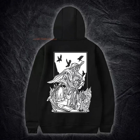 Black Cotton Thickened Pullover Hoodie Men Women Spring New Netroots Design Pattern Printing Sports Hoodie Ins Tide Loose Tops