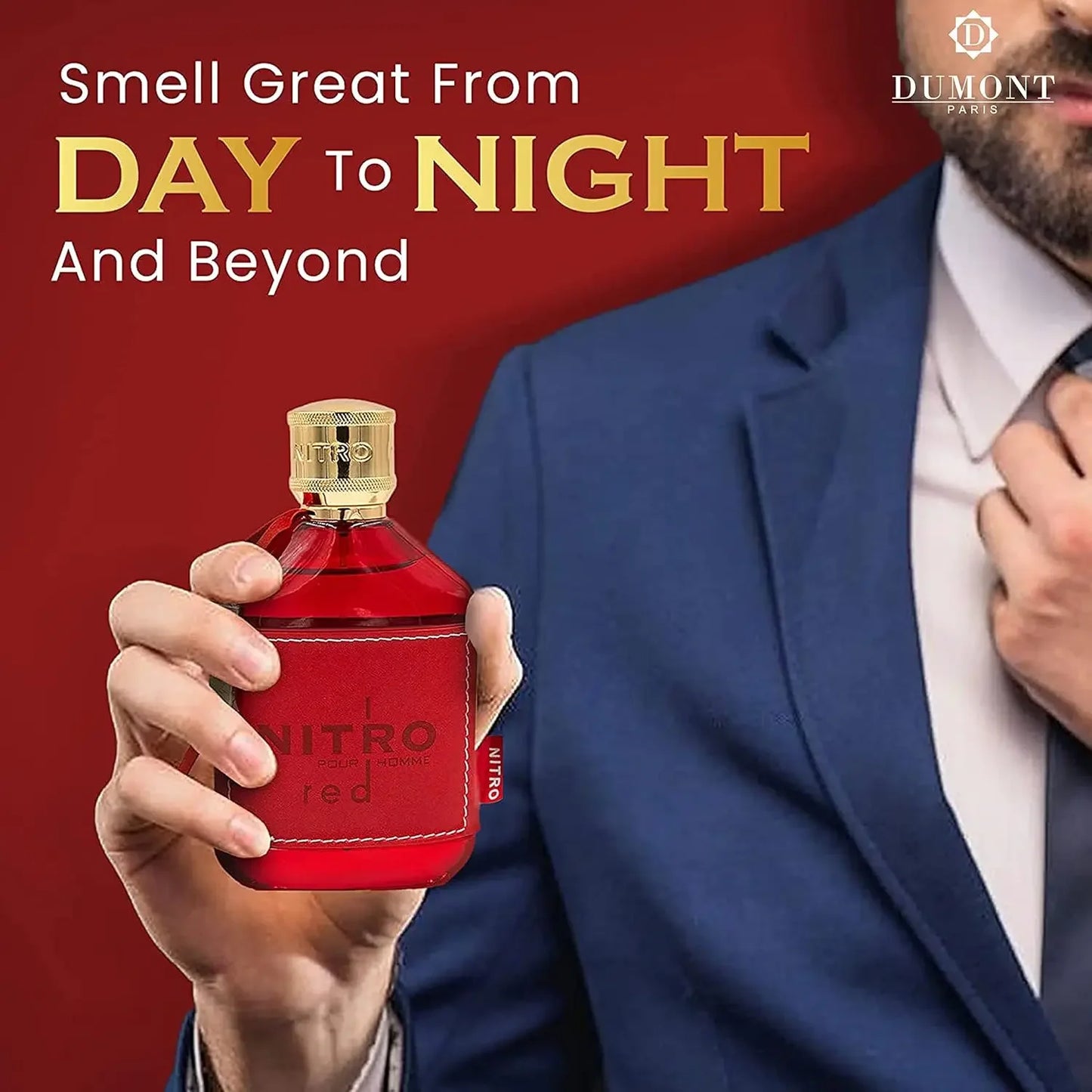 NITRO RED 3.4oz Eau De Parfum - Luxury Perfume for Men - Fruit, Woody, Floral & Masculine Fragrance - Long Lasting Cologne Mist
