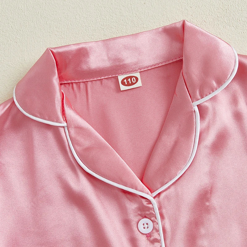 Infant Girl s Cute Summer Pajama Set with Button Down Lapel V Neck Top and Ruffled Shorts for Comfortable Lounge Wear - 2 Piece