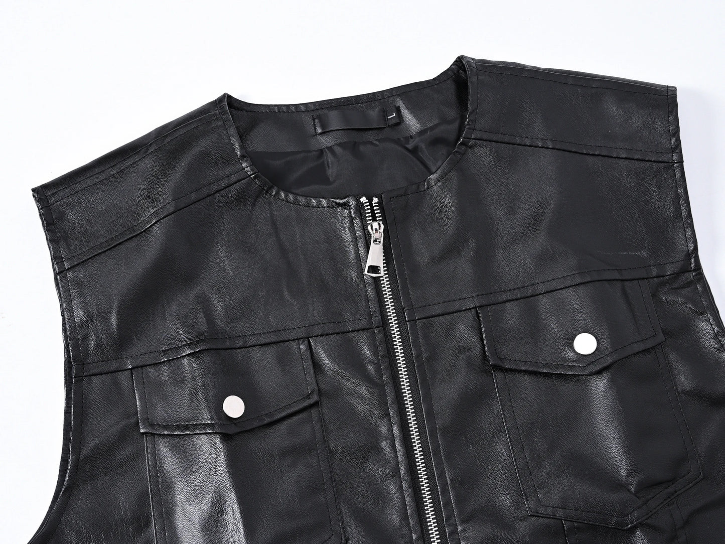 Men's Fashion Leather Biker Vests High Street Punk Style Motorcycle Rider Waistcoat For Male Sleeveless Jacket