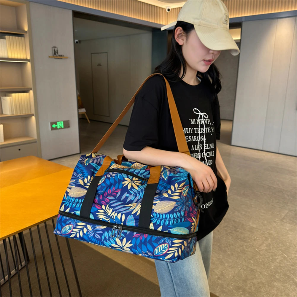 Women Weekender Duffel Bag Oxford Cloth Fitness Storage Handbag Large Capacity Everyday Overnight Bag Female Yoga Handbag