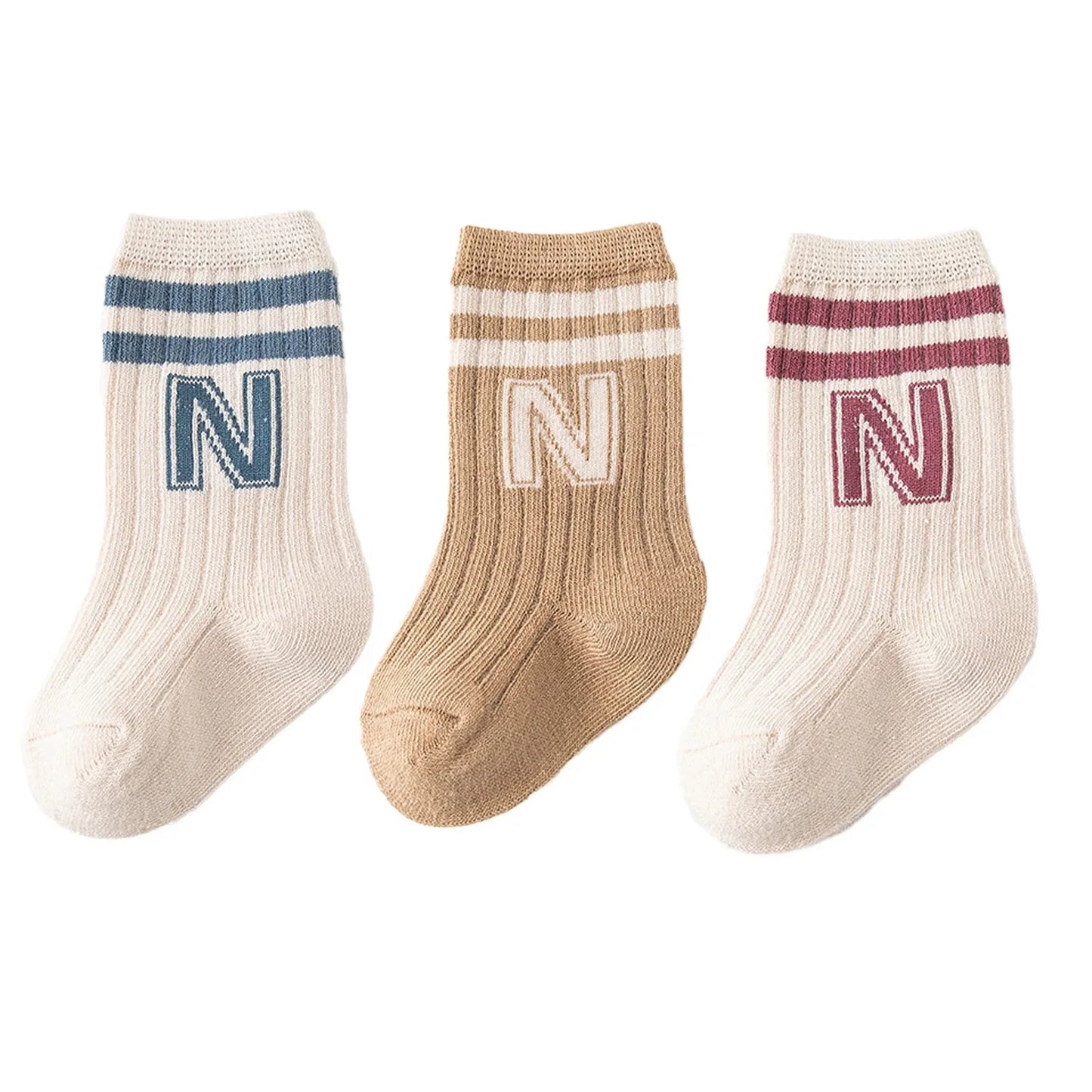 3pairs/lot Infant Boys Striped Socks Cotton Ribbed Stretch Mouthed Babies Boys Short Socks Newborn Toddler Boys Sporty Sock Pack