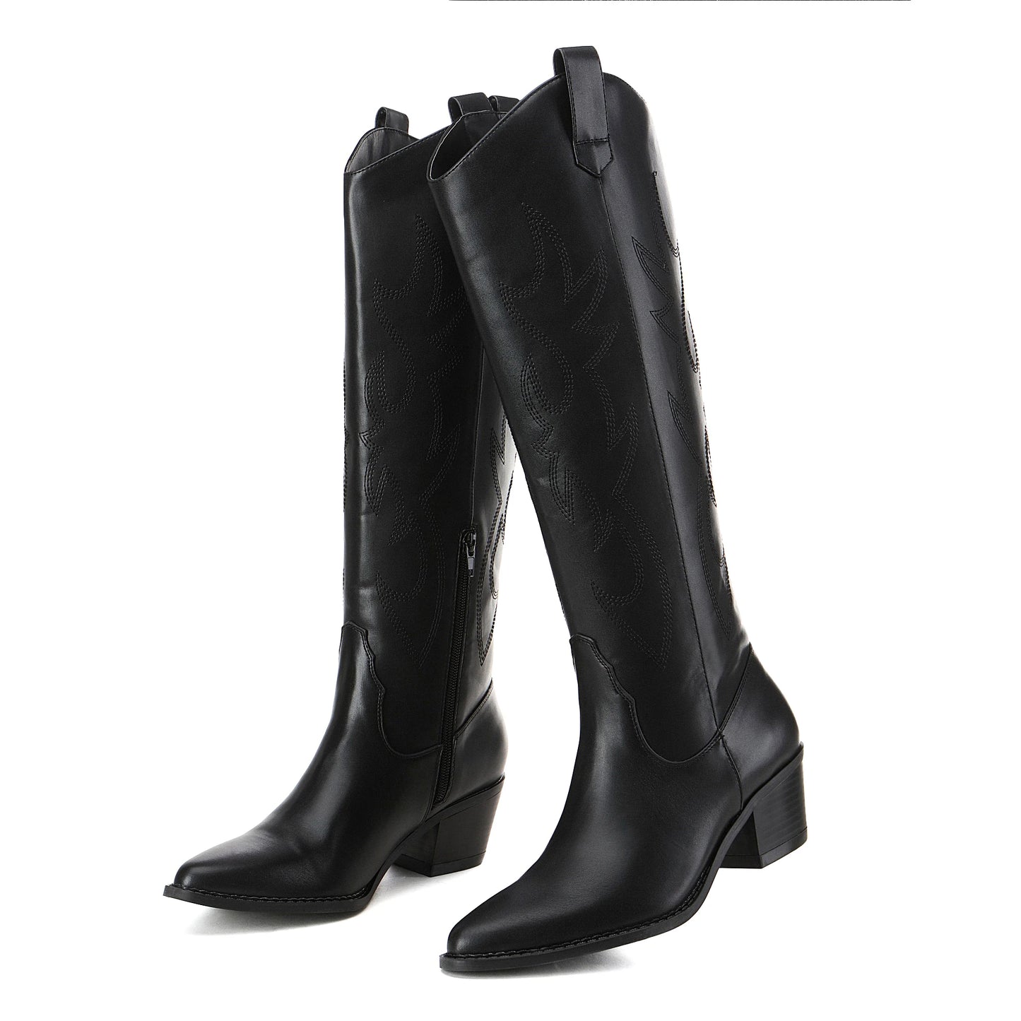 Women's Cowboy Boots Knee High Pointed Toe Western Cowgirl Boots Chunky Heel Embroidery Fashion Fall shoes for women