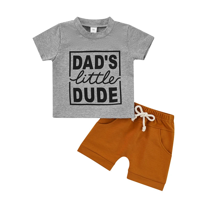 Toddler Boy s Matching Outfit Graphic Print Tee with Coordinating Elastic Waist Shorts for Playtime Fun