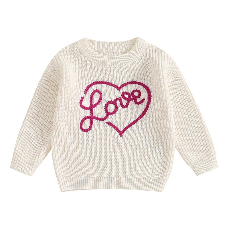 Toddler Unisex Autumn Pullover Sweater with Cute Animal Print Round Neck Long Sleeve Warm Knitwear Casual Tops for Kids
