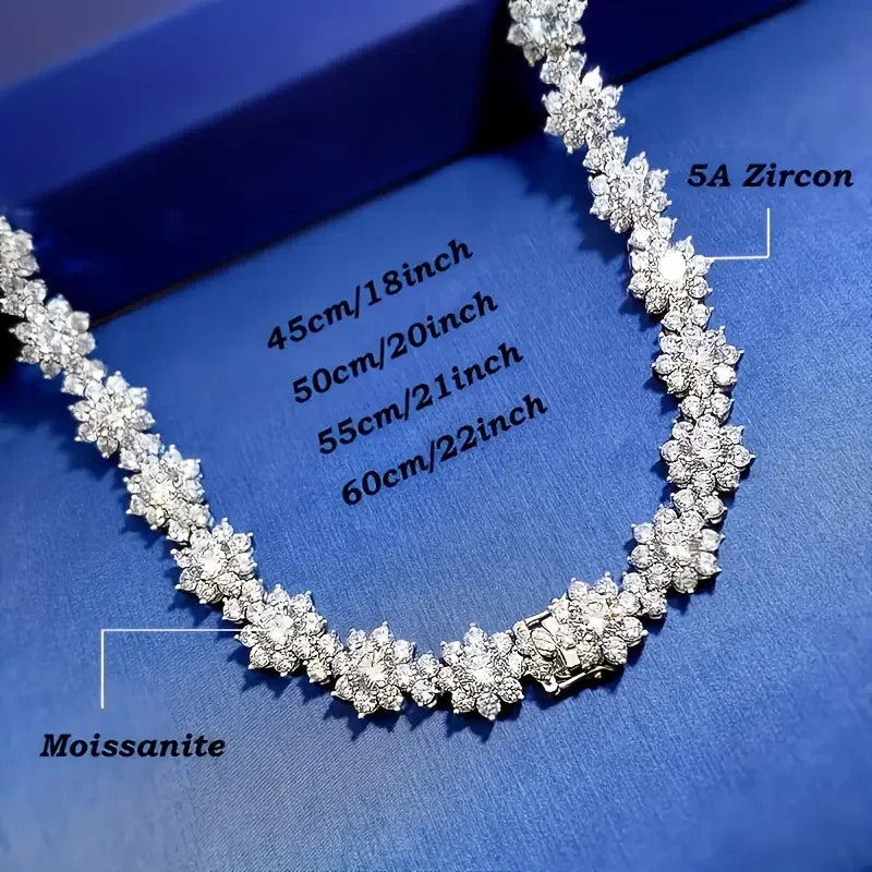 925 Sterling Silver 18K Gold Full Sky Star Necklace with Moissanite, a fashionable gift for mom, suitable for birthdays, wedding