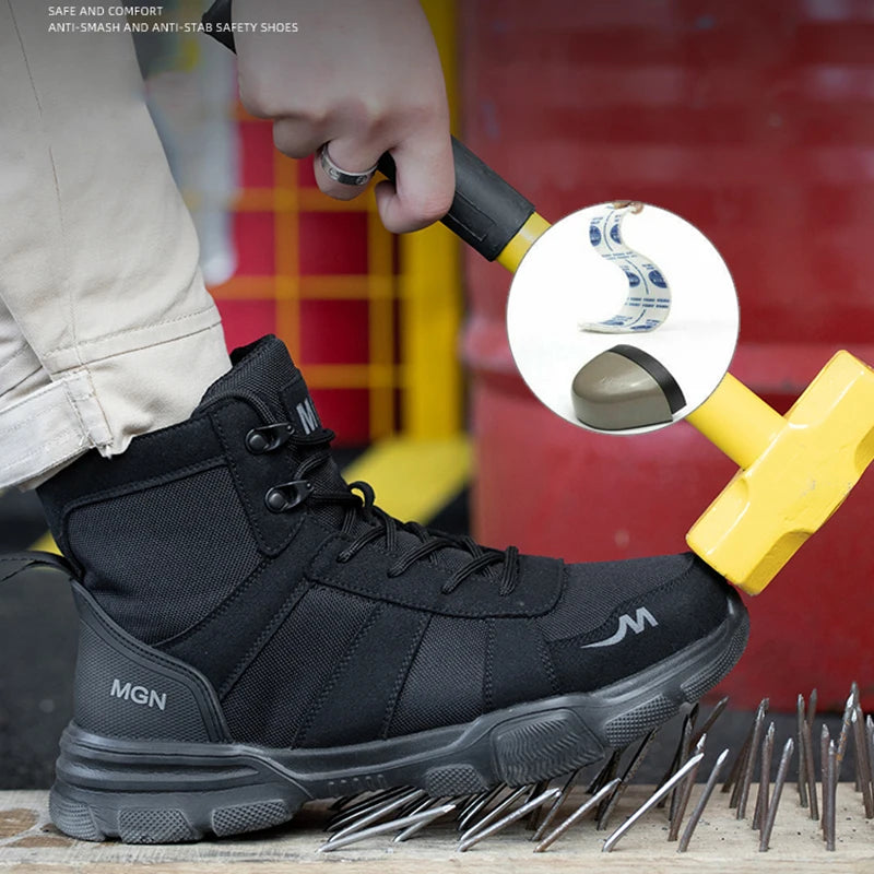 Mens Safety Shoes Steel Toe Metatarsal Protection Anti-Puncture Indestructible Shoes Trail Running Shoes Outdoor Protective Boot