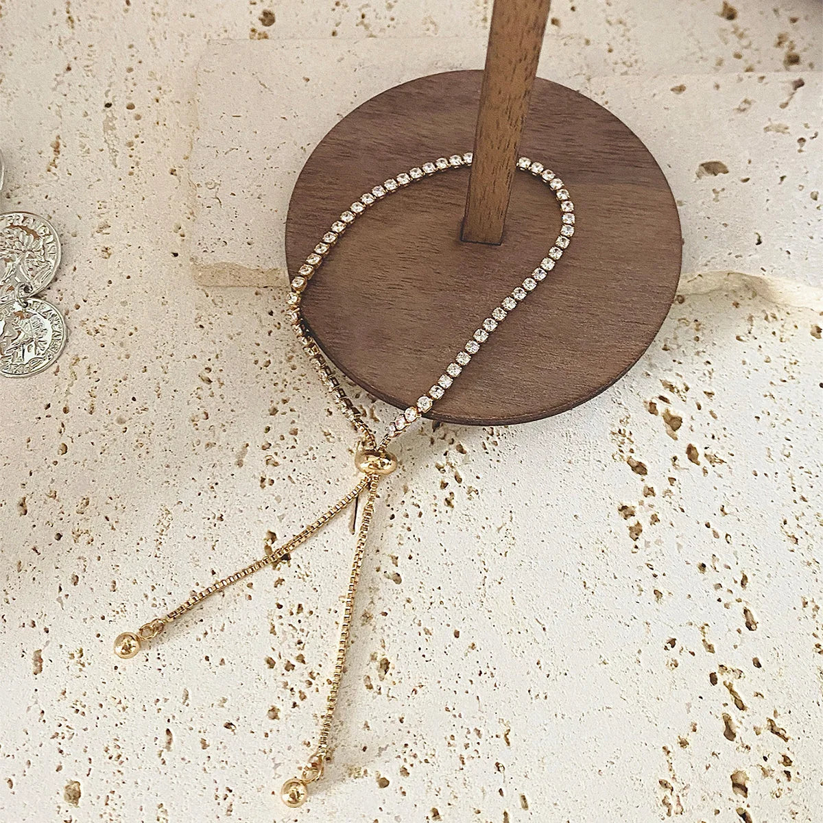 Lxalry Gold Bracelet – Pavé Diamond & Beaded Chain, Elegant Jewelry for Everyday & Evening Wear