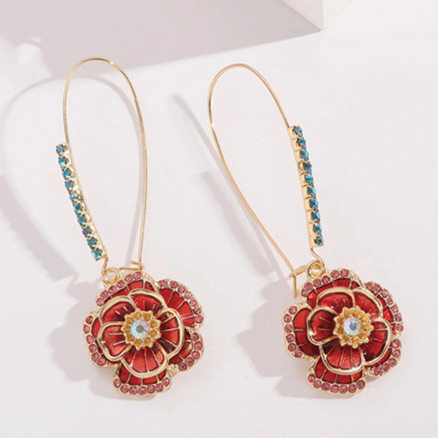 925 Silver, Wild Rose Earrings, Women's Earrings with Synthetic Zirconia, Stylish, Elegant, Luxurious, Cool and Trendy, Gifts fo