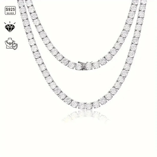 1 piece of S925 sterling silver with 0.1carat moissanite hip-hop Cuban necklace, street necklace for men and women, moissanite