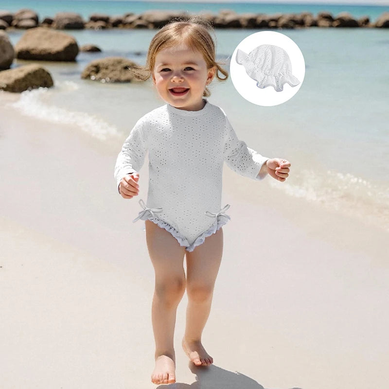 Baby Girl Floral Print Ruffle Sleeve Romper Dress with Matching Headband 2 Piece Set for Summer Outfit