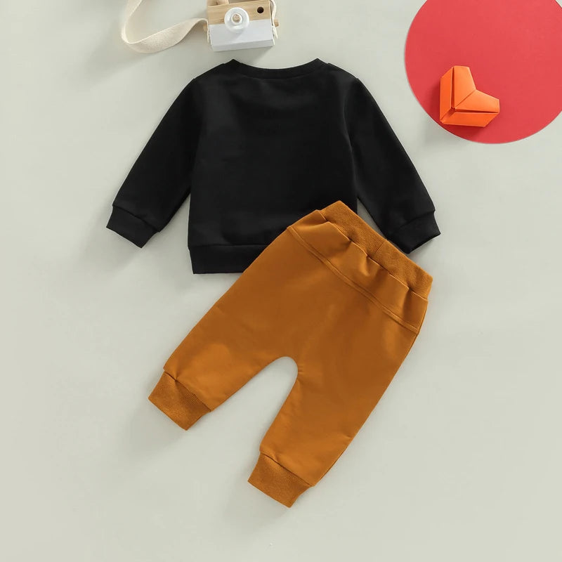 Baby Boy Valentine s Day Outfit Heart Print Hoodie Striped Pants Set for Toddler Boys 1-3 Years Old