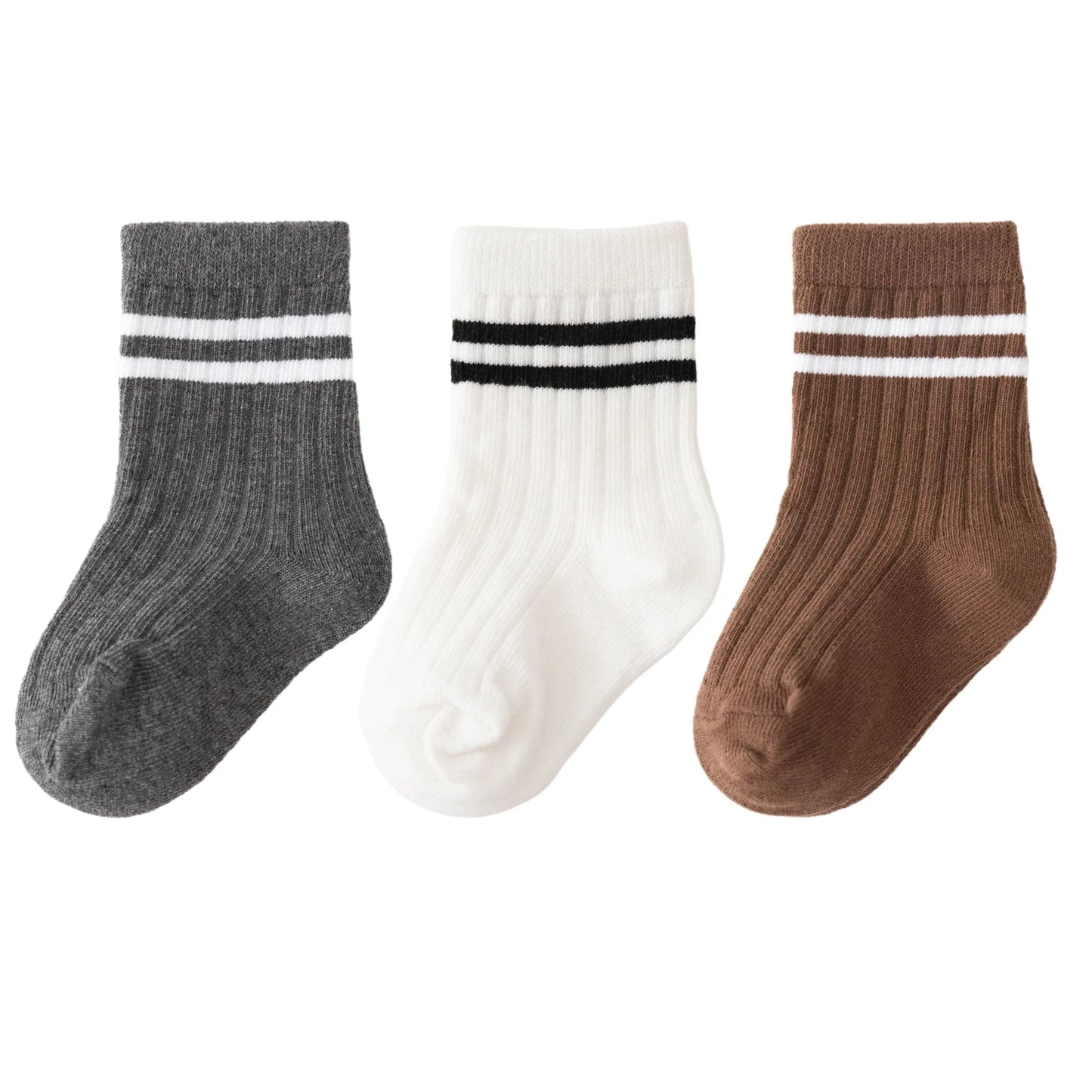 3pairs/lot Infant Boys Striped Socks Cotton Ribbed Stretch Mouthed Babies Boys Short Socks Newborn Toddler Boys Sporty Sock Pack