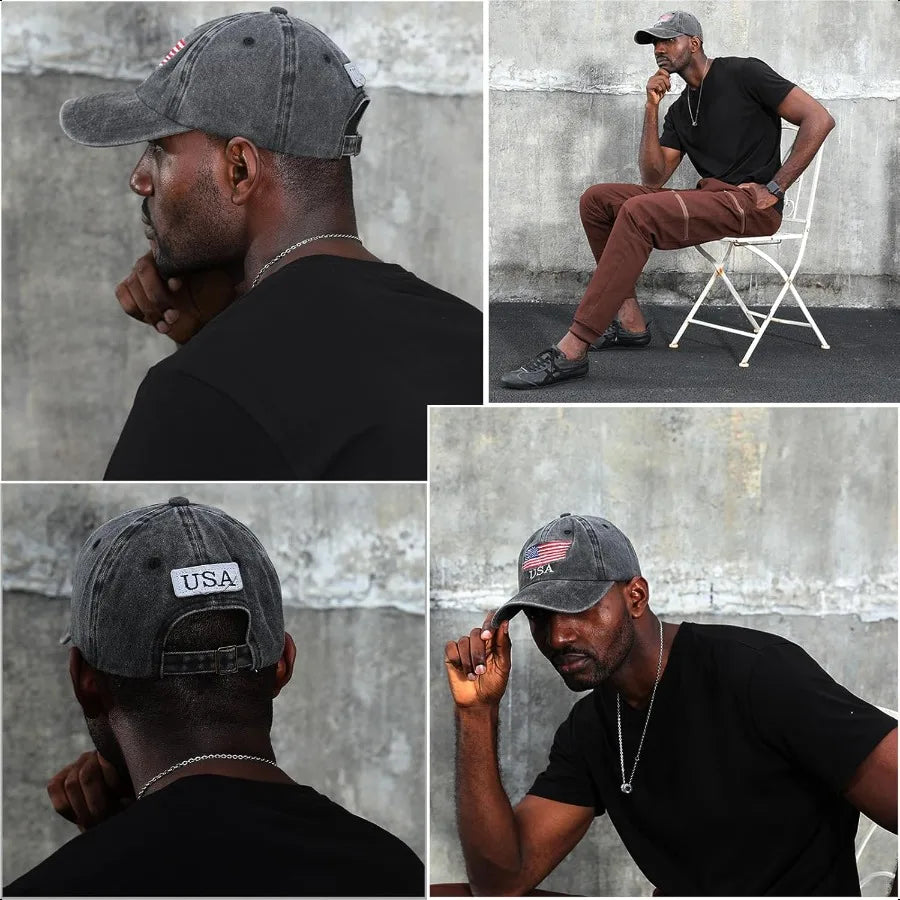 Washed American Flag Baseball Cap Retro Adjustable Sun Dad Gift Hats for Men Women Fashion Trucker Cap Unisex